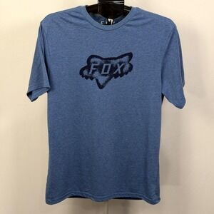 Fox Tech Shirt Mens Large Blue Fox Head Logo Graphic Motocross Tee Tagless